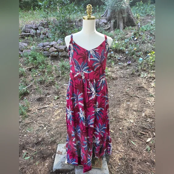 Torrid Tropical Summer Vacation Red and Blue Maxi Dress Size 2X - Picture 2 of 6